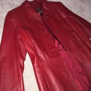 DANIER red Womens Leather Jacket (Long)